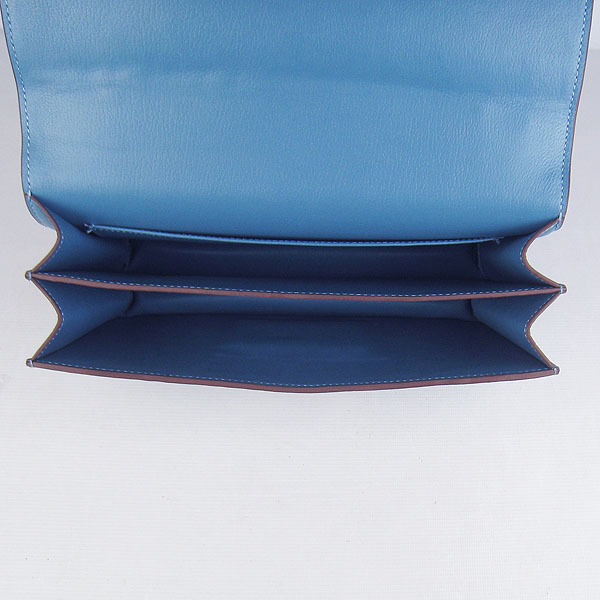 7A Hermes Constance Togo Leather Single Bag Blue Gold Hardware H020